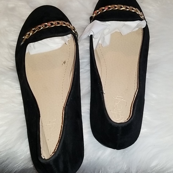 👣REFRESH❤️🧡 Stacy-02 Black Faux Suede Chain Detail🧡❤️ - Picture 7 of 13